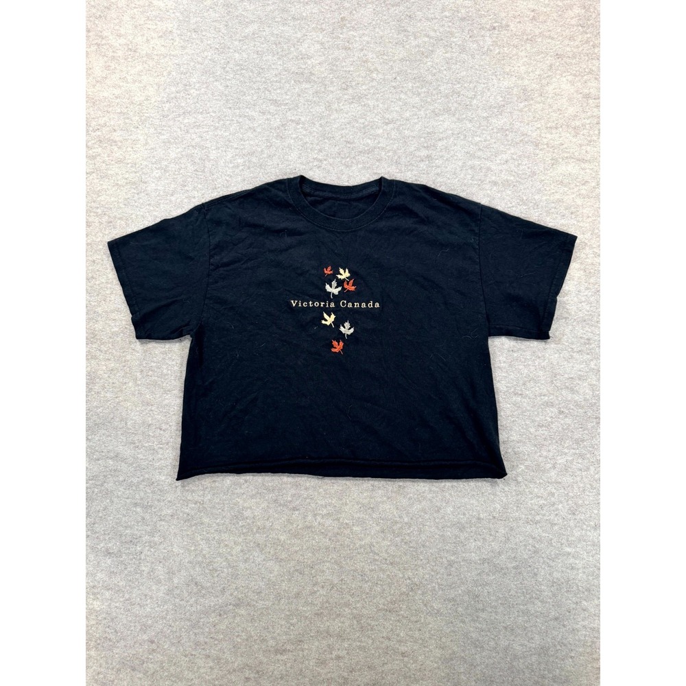 Unbranded Women Blue Victoria Canada Embroidered Cropped T Shirt Size S